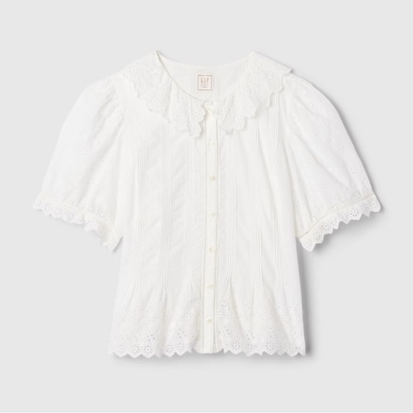 Doen x GAP White Eyelet Blouse sz S - Picture 2 of 6